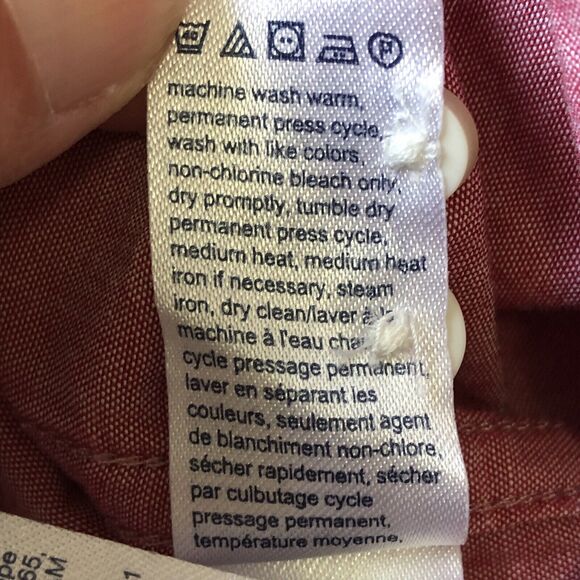 Tommy Hilfiger Men’s Button Up Shirt Custom Fit Heather Red Short Sleeve Large - Picture 12 of 15